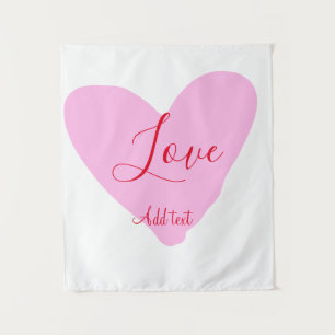 Roze hart liefde gelukkig valentijnsdag tekst rood wandkleed