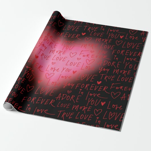 Roze Hart Liefde - Inpakpapier (Uitgerold)