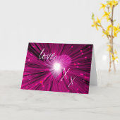 Roze hart 'liefde & kussen' wenskaart kaart (Gele Bloem)