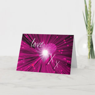 Roze hart 'liefde & kussen' wenskaart kaart