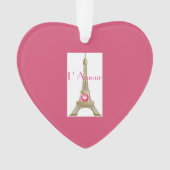 Roze Hart Liefde Paris Eiffeltoren Ornament (voorkant)