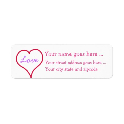 Roze Hart Liefde Retouradres Labels (Voorkant)