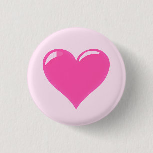 Roze hart - Liefde Ronde Button 3,2 Cm