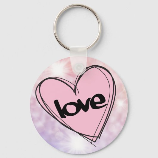 Roze hart/liefde (roze broeklichten) sleutelhanger (Voorkant)
