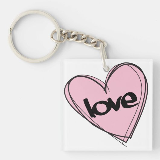 Roze hart (liefde) sleutelhanger (voorkant)