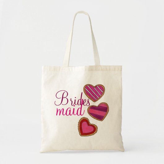 Roze Hart Liefde Trouwkoekjes Bruidsmeisje Gift Tote Bag (Voorkant)