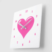Roze hart - Liefde Vierkante Klok (Hoek)