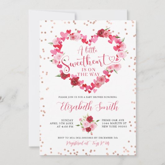 Roze hart Lieverd Baby shower Uitnodiging (Voorkant)