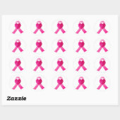 Roze Hart Lint Borstkanker Awareness Ronde Sticker (Vel)
