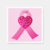Roze Hart Lint Borstkanker Awareness Servetten (Voorkant)