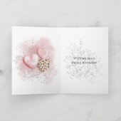 Roze Hart Luipaard Cupcake Verjaardag Kaart (Binnen)