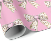Roze Hart Luipaard Girly Bow Verjaardag Cadeaupapier (Rol Hoek)