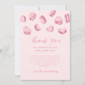 Roze Hart Macaron Meisje Baby shower Bedankkaart (Voorkant)