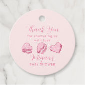 Roze Hart Macaron Valentijn Baby shower Bedankjes Labels (Voorkant)