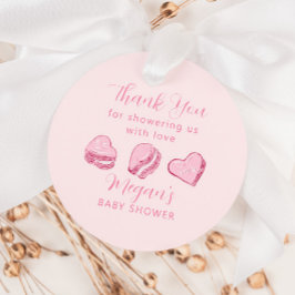 Roze Hart Macaron Valentijn Baby shower Bedankjes Labels