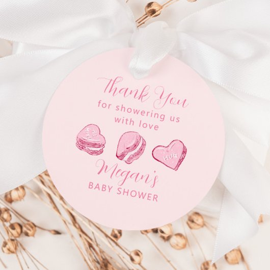 Roze Hart Macaron Valentijn Baby shower Bedankjes Labels