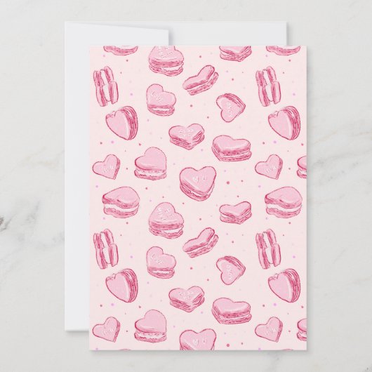 Roze Hart Macaron Valentijnsdag Party Kaart (Achterkant)