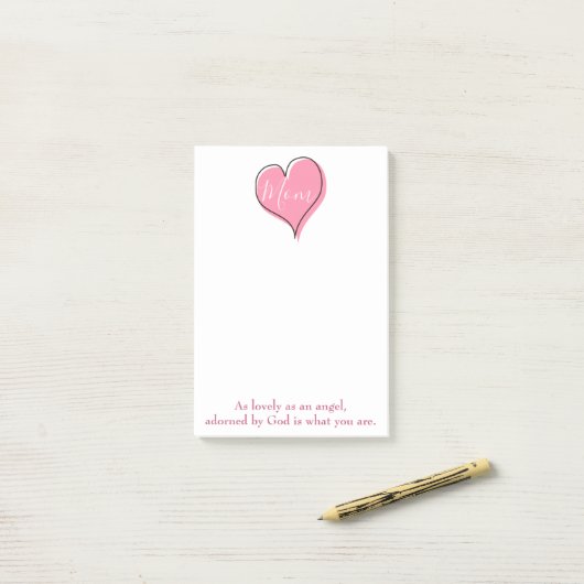  roze hart Mam Post-it® Notes (Op bureau)