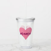 Roze Hart Mama Tumbler – Schattigee Moederdag Gift Acryl Drinkbeker (Voorkant)