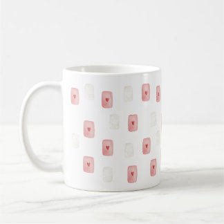 Roze Hart Marshmallow Patroon – Schattig Zoete Kaw Koffiemok