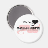 Roze Hart Massachusetts Magneet (Voorkant / Achterkant)
