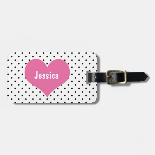 Roze hart - Meisjesadres - Bagagelabel (Voorkant horizontaal)