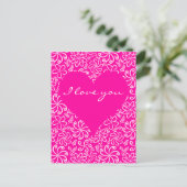 Roze hart met bloemen ansichtkaart briefkaart (Staand voorkant)