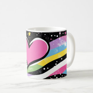 roze hart met een dikke zwarte omtrek, gecentreerd koffiemok