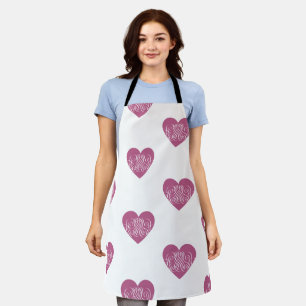 Roze hart met Filigree Girly Design Schort