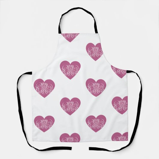 Roze hart met Filigree Girly Design Schort (Voorkant)