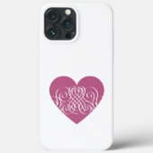 Roze hart met Filigree Girly Phone Case (Achterkant)
