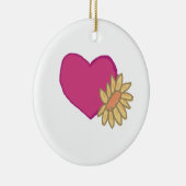 Roze Hart met Gele Zonnebloem Keramisch Ornament (Rechts)