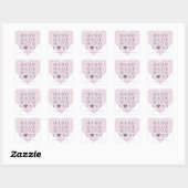 Roze hart met handgemaakt met liefdesofferte vierkante sticker (Vel)