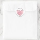 Roze Hart Met Liefde Retouradres Ronde Sticker (Tas)