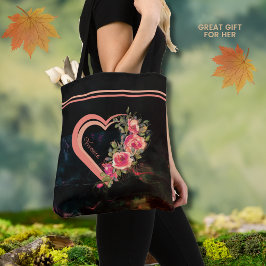 Roze Hart met Rozen Tote Bag