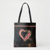 Roze Hart met Rozen Tote Bag (Voorkant)