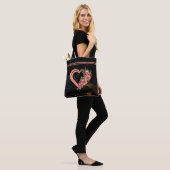 Roze Hart met Rozen Tote Bag (Op model)