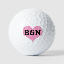 Roze Hart Met Uw Tekst of Naam Monogram Initiaal Golfballen