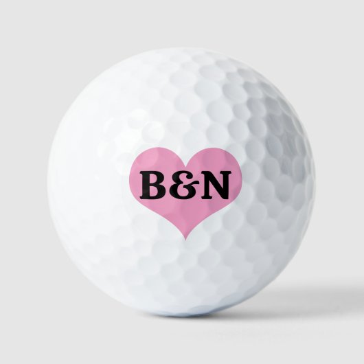 Roze Hart Met Uw Tekst of Naam Monogram Initiaal Golfballen (Voorkant)