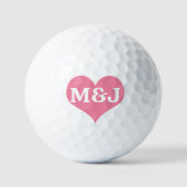 Roze Hart Met Uw Tekst of Naam Monogram Initiaal Golfballen (Voorkant)