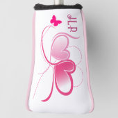  roze hart met vlindervormig design golfheadcover (Draai 90)