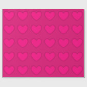 Roze hart met zwarte omtrek cadeaupapier (Vlak)