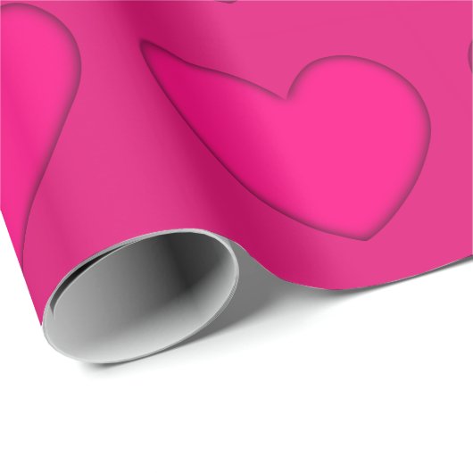 Roze hart met zwarte omtrek cadeaupapier (Rol Hoek)