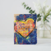 Roze Hart Mixed Media Collage Briefkaart (Staand voorkant)