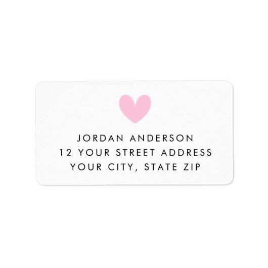 Roze hart modern minimal retouradres etiket (Voorkant)