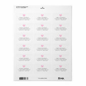 Roze hart modern minimal retouradres etiket (Full Sheet)