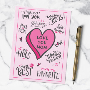 Roze Hart Moederdag Speelse Stijlvolle Citaten Briefkaart