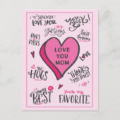 Roze Hart Moederdag Speelse stijlvolle quotes Briefkaart (Voorkant)