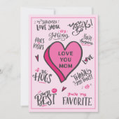 Roze Hart Moederdag Speelse stijlvolle quotes Kaart (Voorkant)