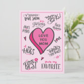 Roze Hart Moederdag Speelse stijlvolle quotes Kaart (Staand voorkant)